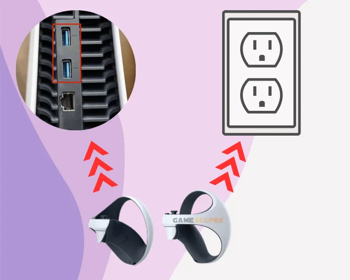 Another solution if PSVR2 not turning on is to charge the controllers either via electrical outlet or through the type-A ports on your PS5 console.