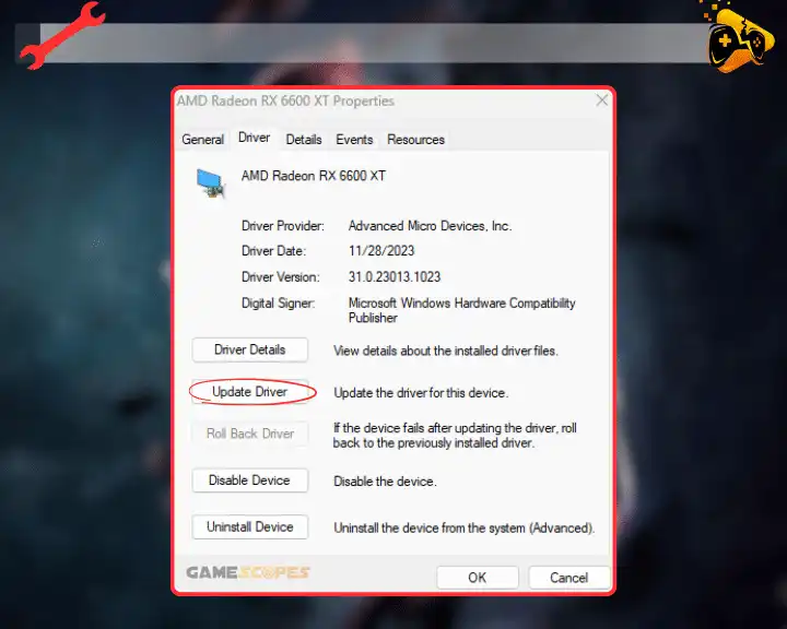 If Tekken 8 not launching, from the Device Manager, select your GPU and update the driver.