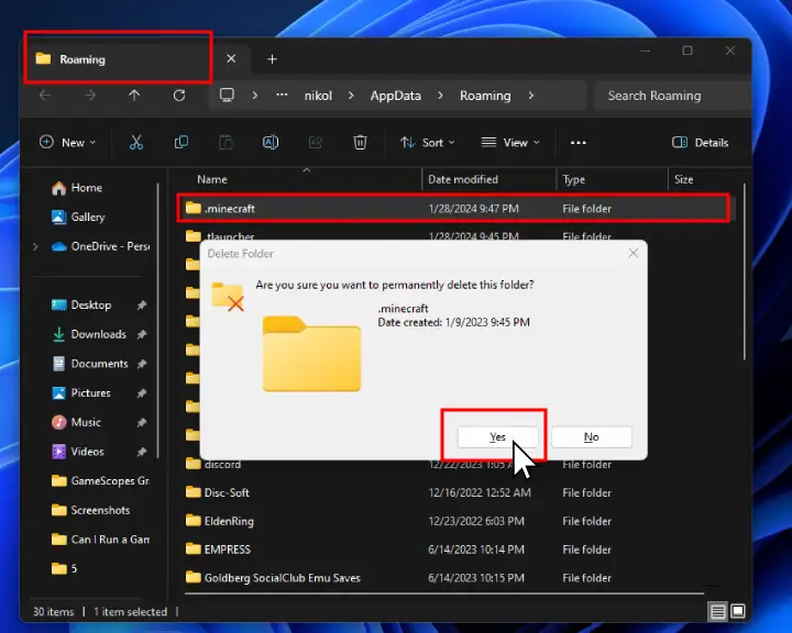 When you don't know how to uninstall games on Windows 11, this image shows you the game's folder that you need to delete to erase all leftover cache files.