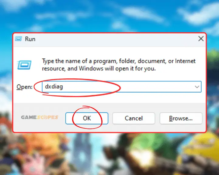 To gain access to the DirectX specifications of your system, type "dxdiag" in the "RUN" prompt and press enter whenever Palworld out of video memory error.