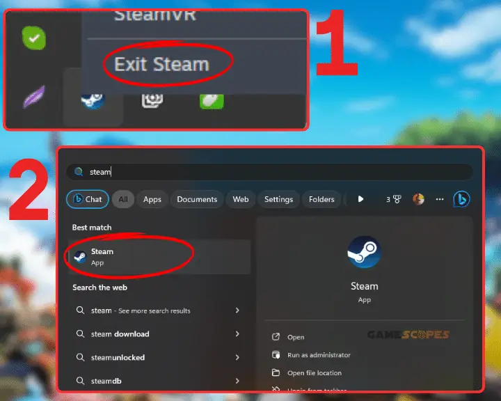 Whenever Palworld out of video memory error, force close and re-open the Steam application to correct any errors with all installed platforms and games.