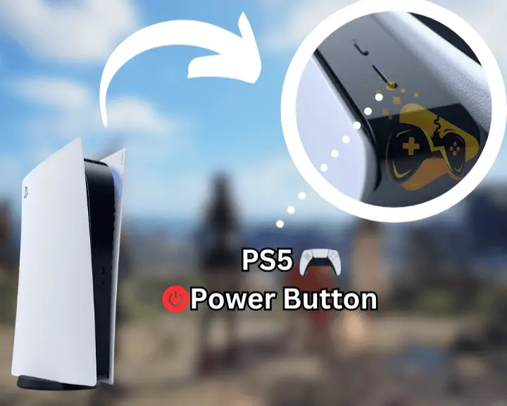 The image is showing where to find the physical power button on your PlayStation 5.