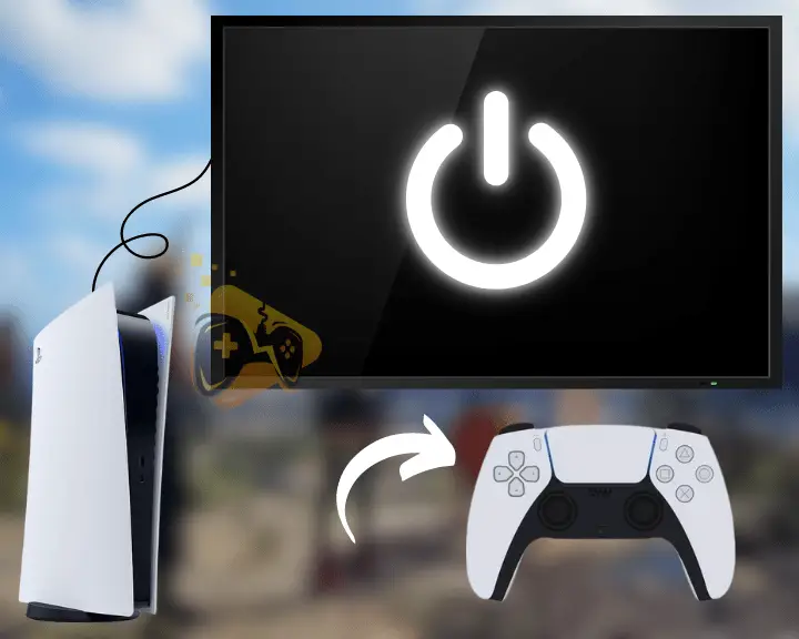 The image is showing how to turn off PS5 using the controller.