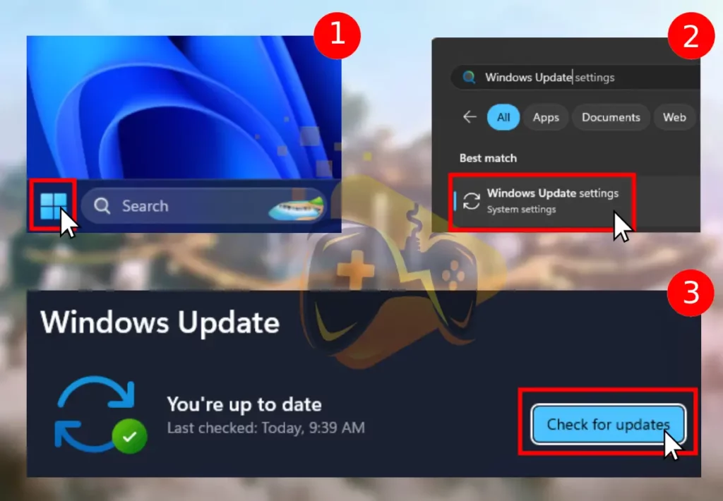 The image shows how to update your Windows, when Last Epoch keeps crashing on PC.