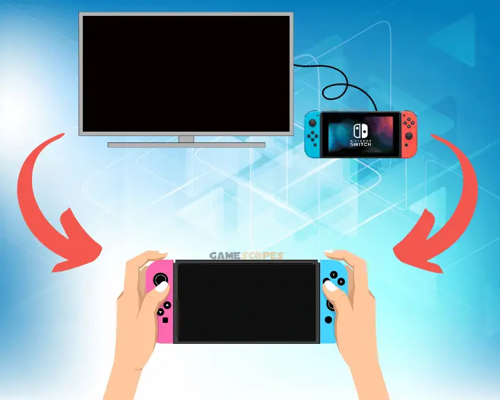 Decorative image, showing how to use Nintendo Switch in handheld mode.