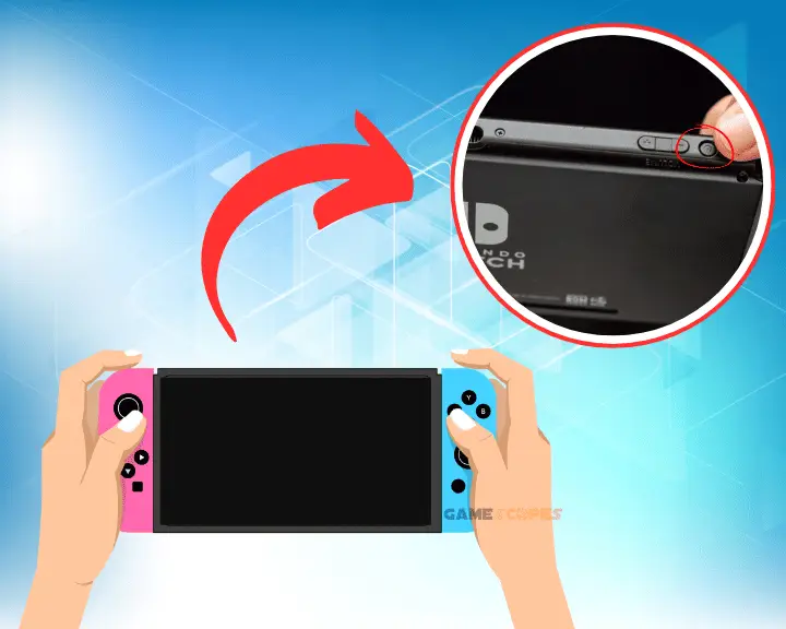 This image shows the button used for shutting down Nintendo Switch.
