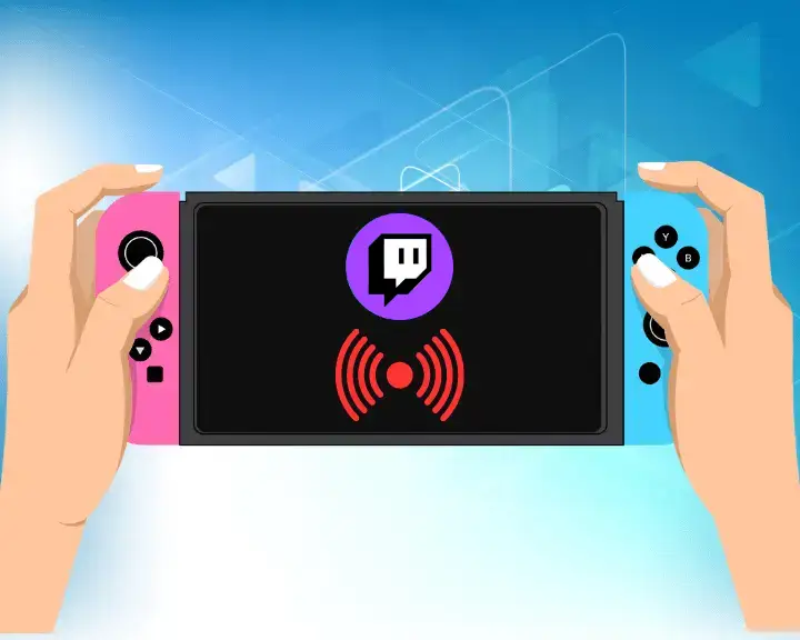 A decorative image showing how to Stream Nintendo Switch gameplay on Twitch.