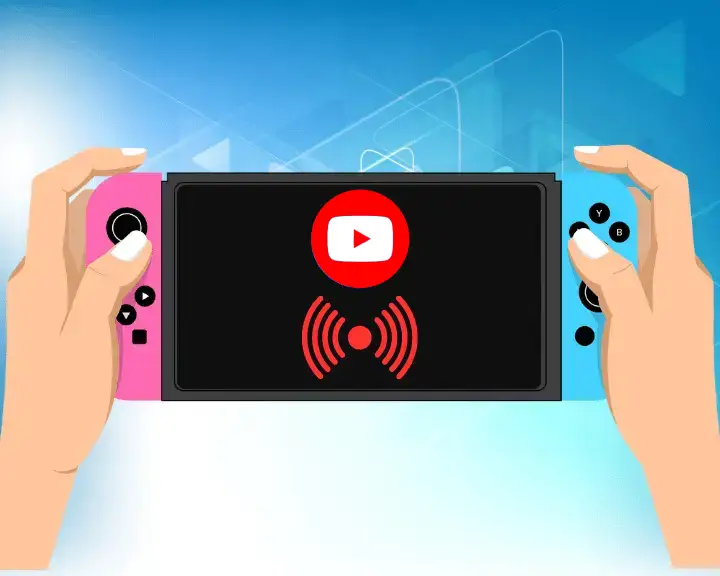 A decorative image showing how to Stream Nintendo Switch gameplay on YouTube.