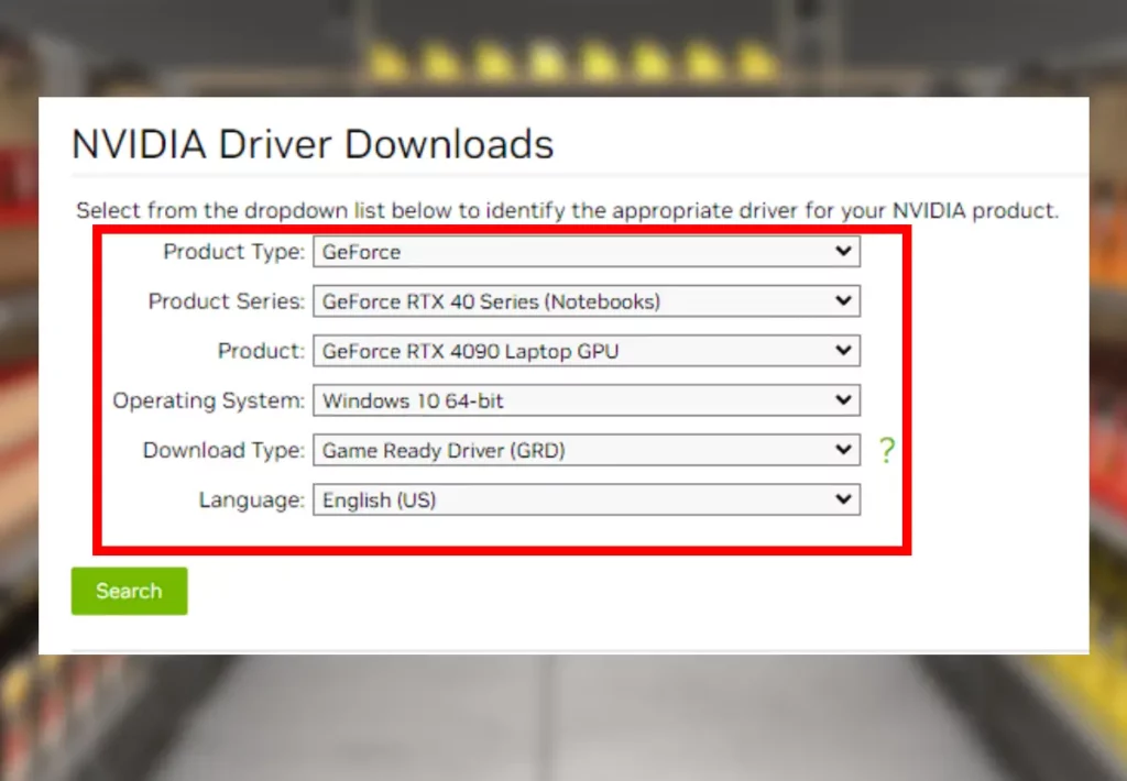 The image shows from where to update NVidia graphics driver.