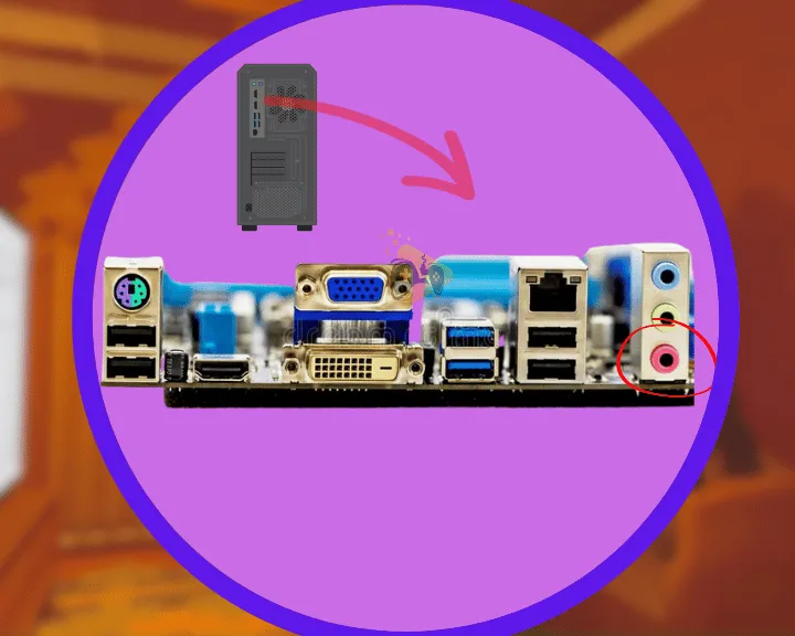 The image shows where to find the microphone port and USB ports on the back of your computer.