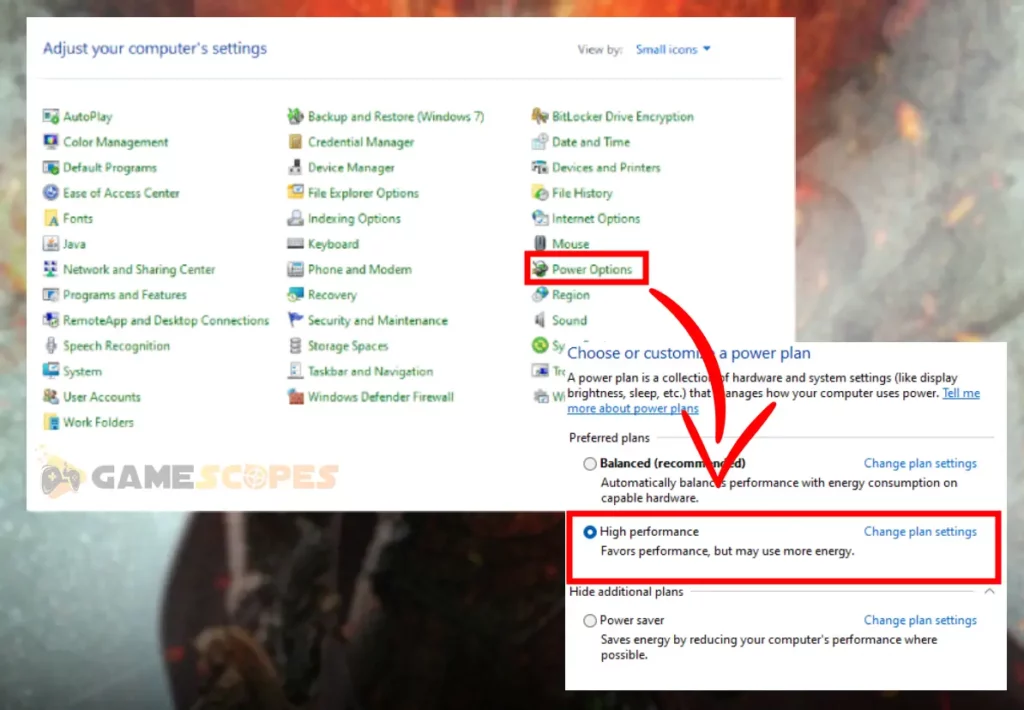 This image is showing how to set Windows to "High Performance" when Dragon's Dogma 2 Crashing.