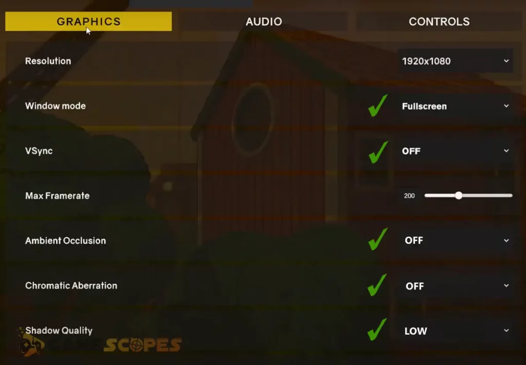 The image is showing the best Content Warning settings for FPS.