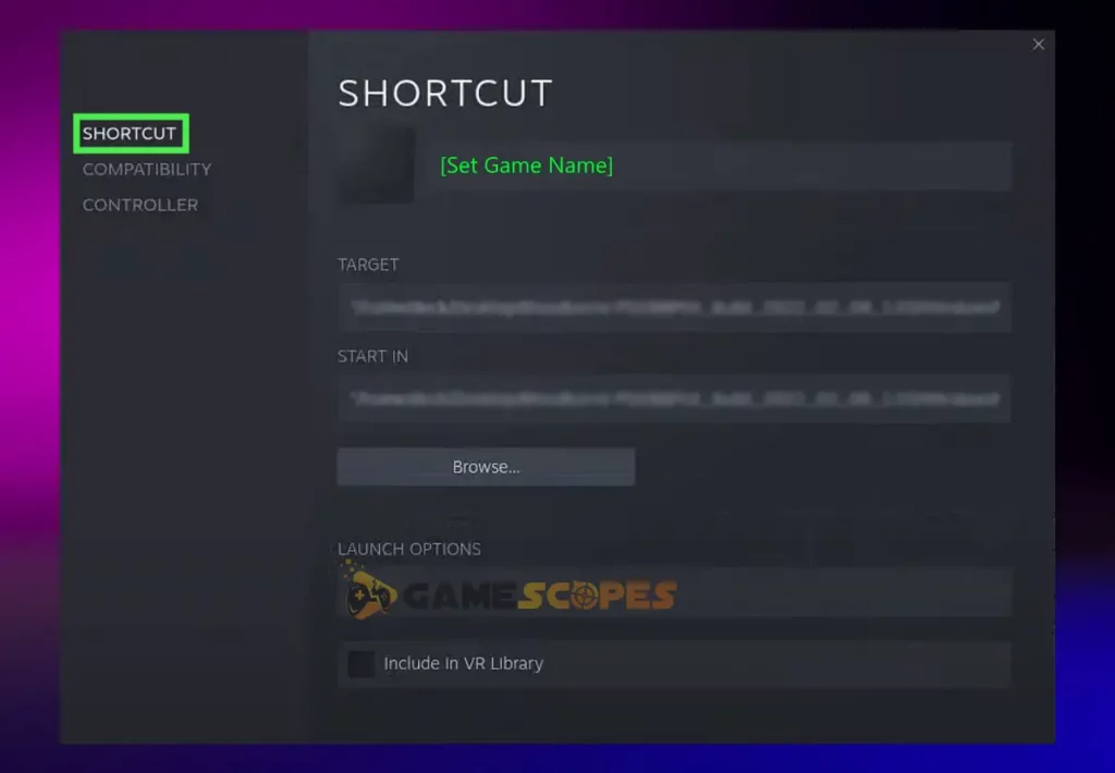 The image is showing how to set a custom name for newly added non Steam game to Steam Deck.