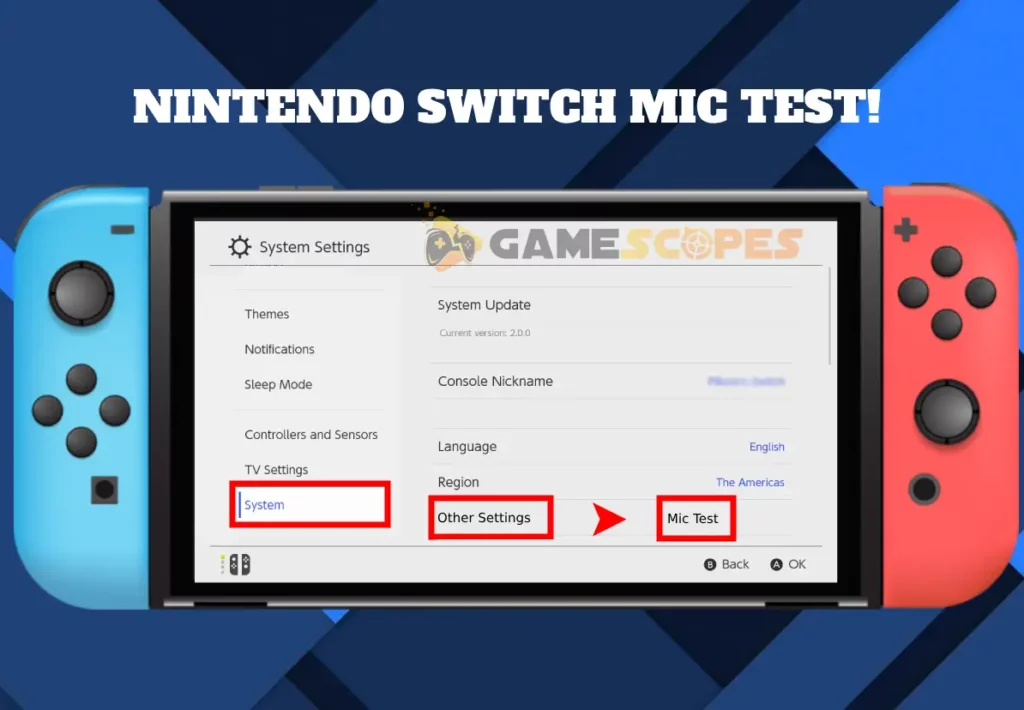 The image is showing how to test the connected mic, when Nintendo Switch mic not working.