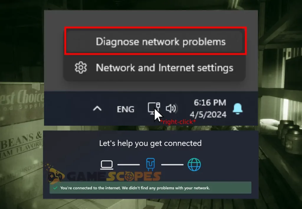 The image shows how to diagnose network problems on Windows 10 and 11.