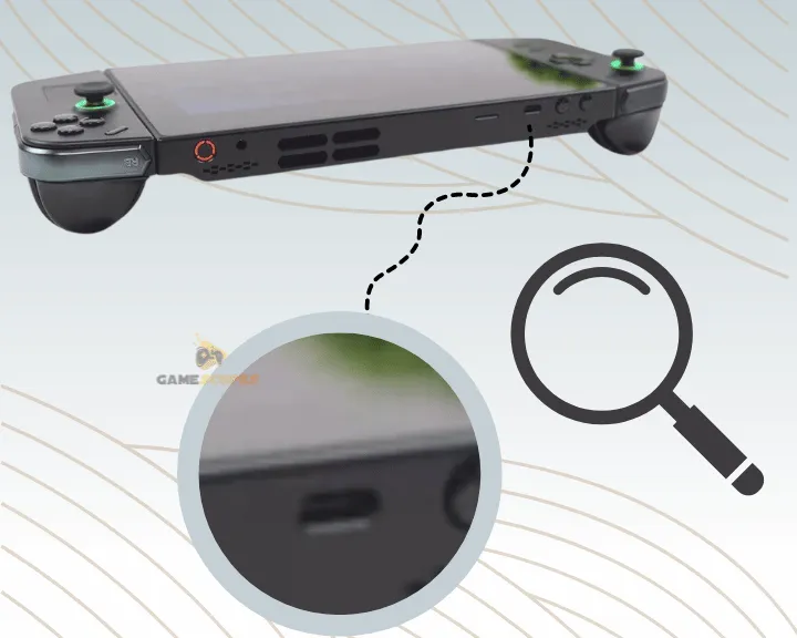 The image is showing the location of the charging port on Lenovo Legion Go.