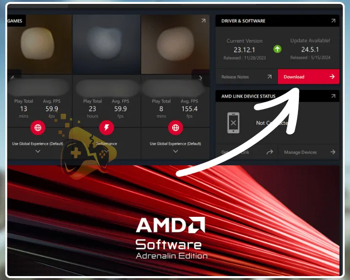 The image is showing how to update AMD graphics driver.