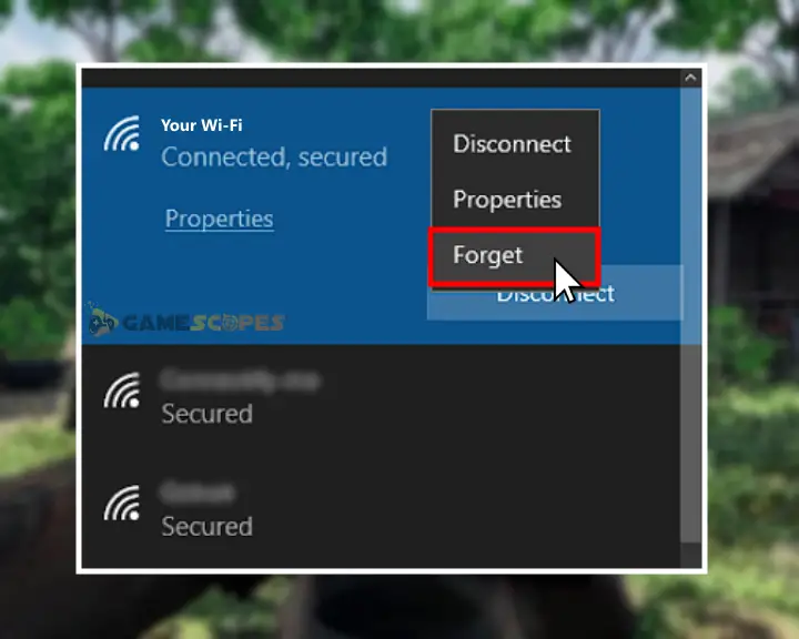 The image shows you how to reconnect from the Wi-Fi network on Windows 10/11.