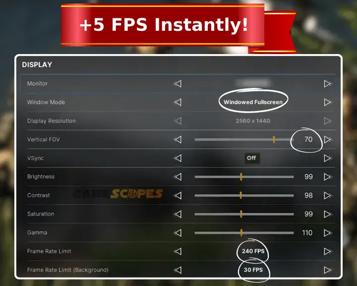 The image is showing how to enable full-screen mode against Gray Zone Warfare low FPS on PC.