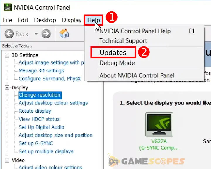 The image shows how to update your NVidia graphic drivers.