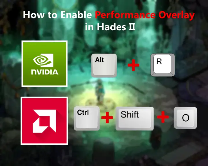 The image is showing how to enable Hades 2 performance mode for Nvidia and AMD Video cards.