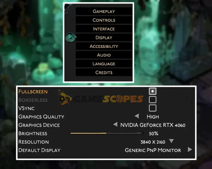 The image is showing the best graphics settings cofiguration againts Hades 2 low FPS.
