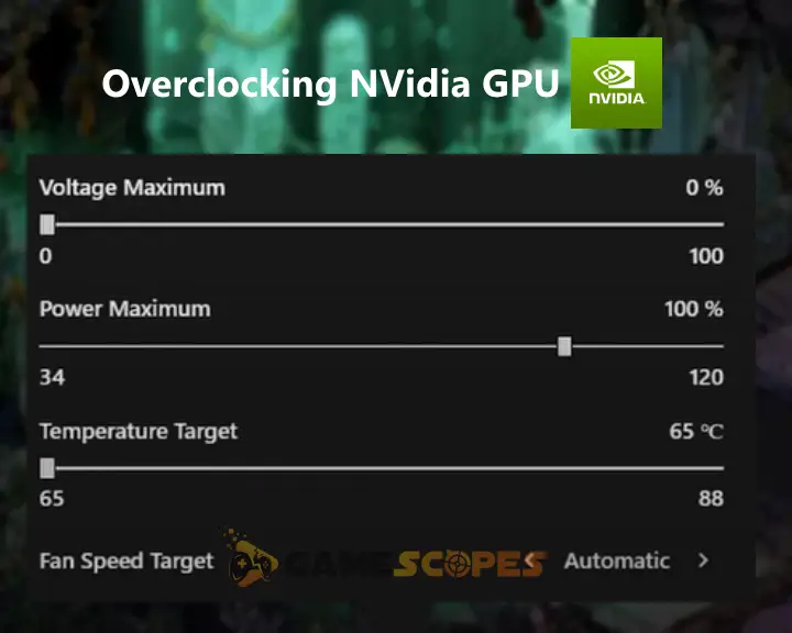 The image is showing how to overlcock an NVidia GPU.