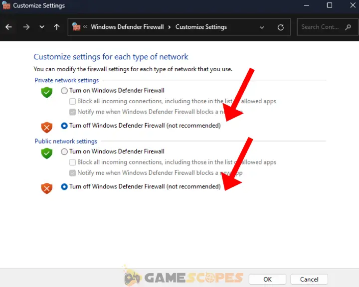 The image is showing how to disable your Windows Firewall.