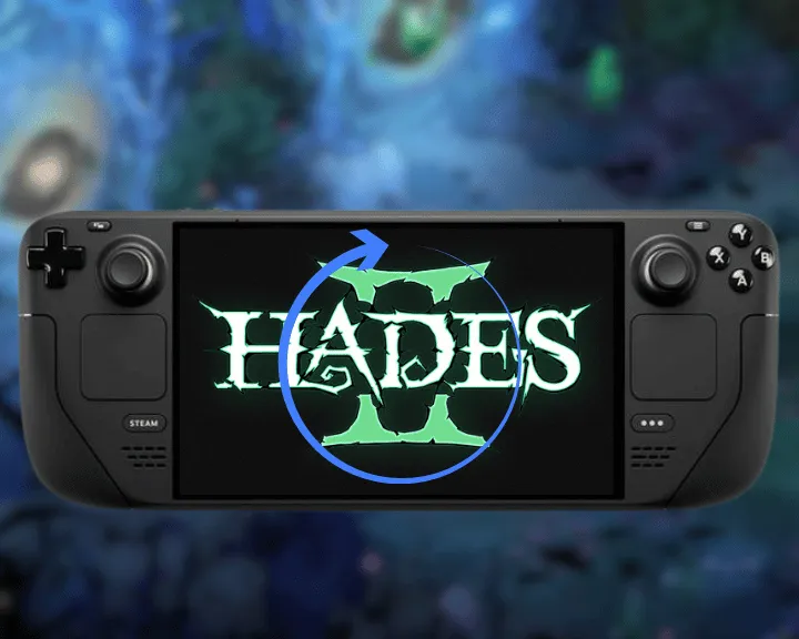 A decorative image prompting the user to reinstall Hades 2 when it's not launching on Steam Deck.