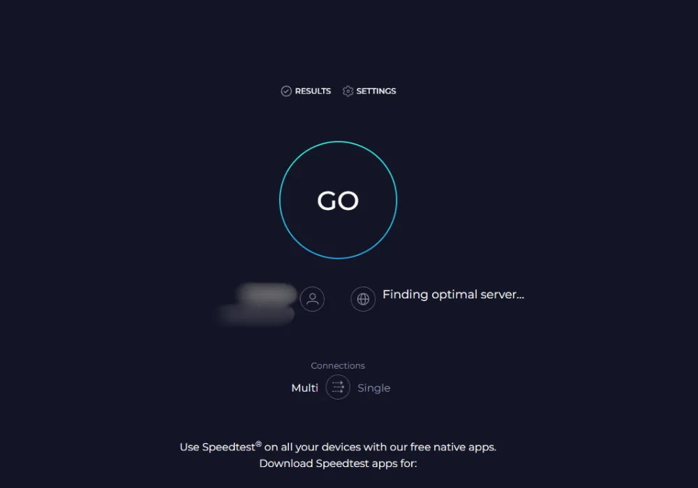 The image shows how to test your internet connection speed through SpeedTest.net.