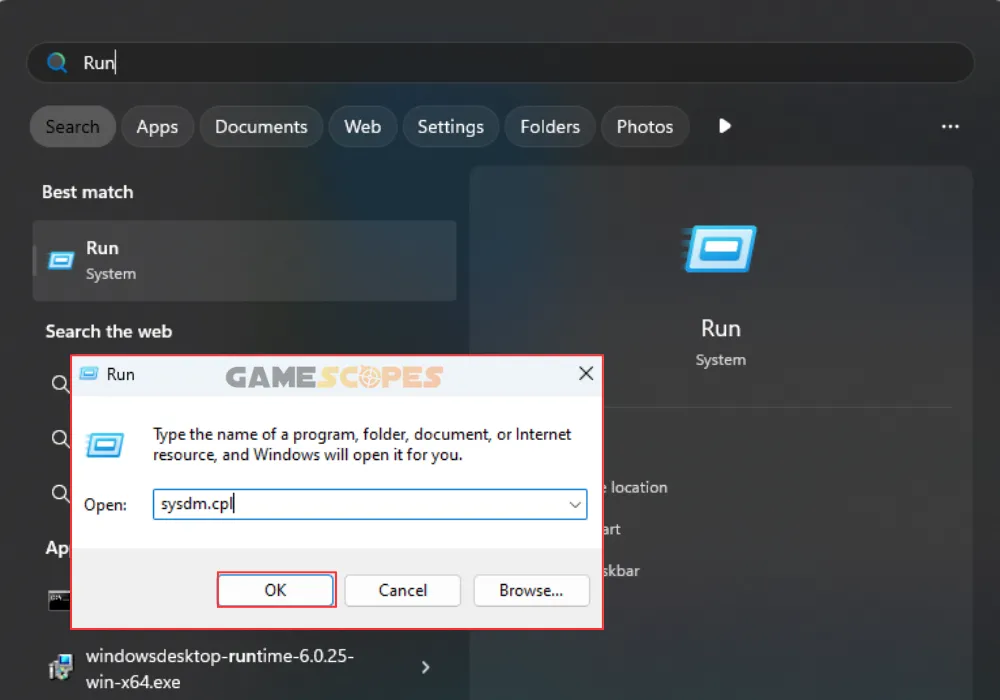 The image shows how to access the "Run" prompt on Windows 10/11.