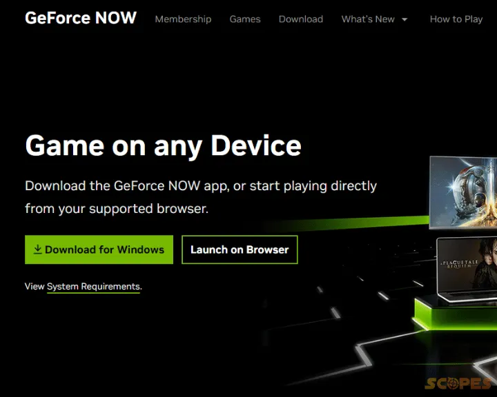 The image shows how to play Wuthering Waves on Mac through the NVidia GeForece NOW.