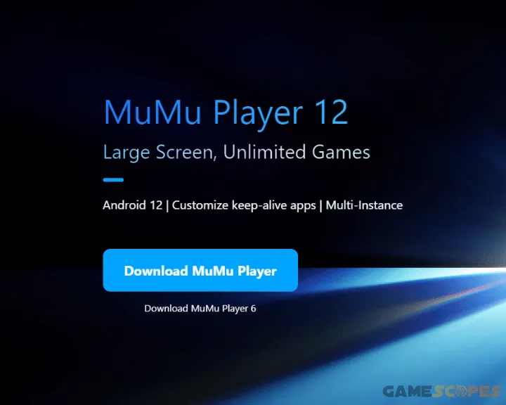 The image shows how to download the Mumu Player.