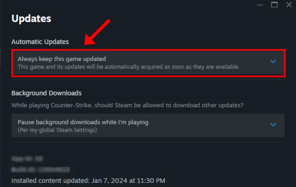 The image shows how to update games on Steam, which helps when Tekken 8 not connecting to server.