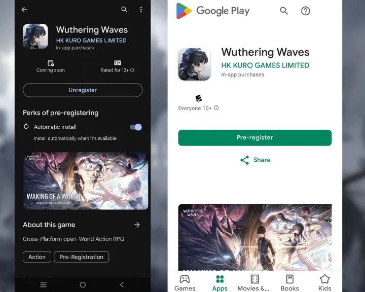 The image asnwers the question "Where can I play wuthering waves?" if you have an Android mobile.
