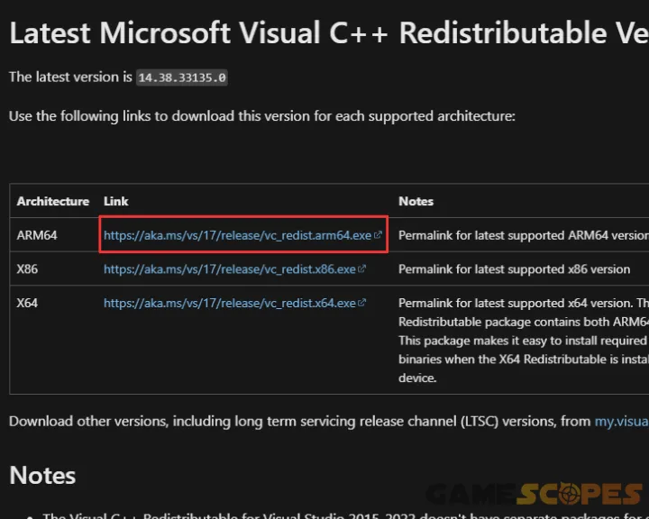 The image shows how to update Microsoft Visual C++ Redistributibles against crashing on WW.