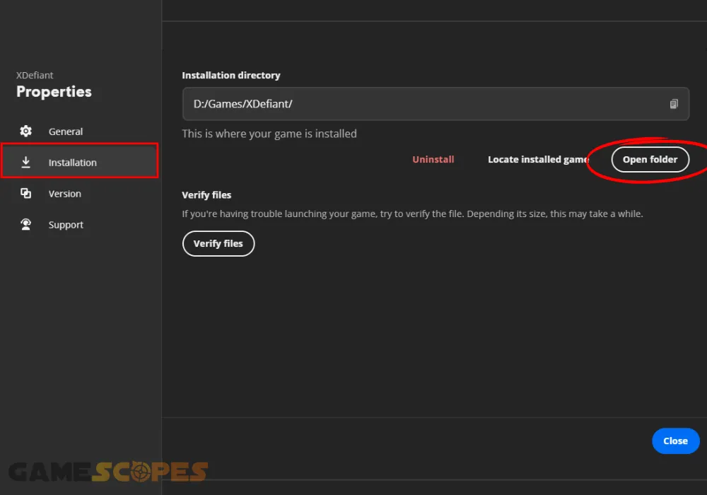 The image shows how to access XDefiant game folder's directory.