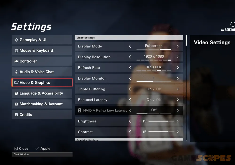 The image shows how to adjust the "Video" settings to fix the XDefiant low FPS.